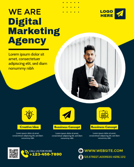 Blue Professional Digital Marketing Agency Template Instagram Portrait
