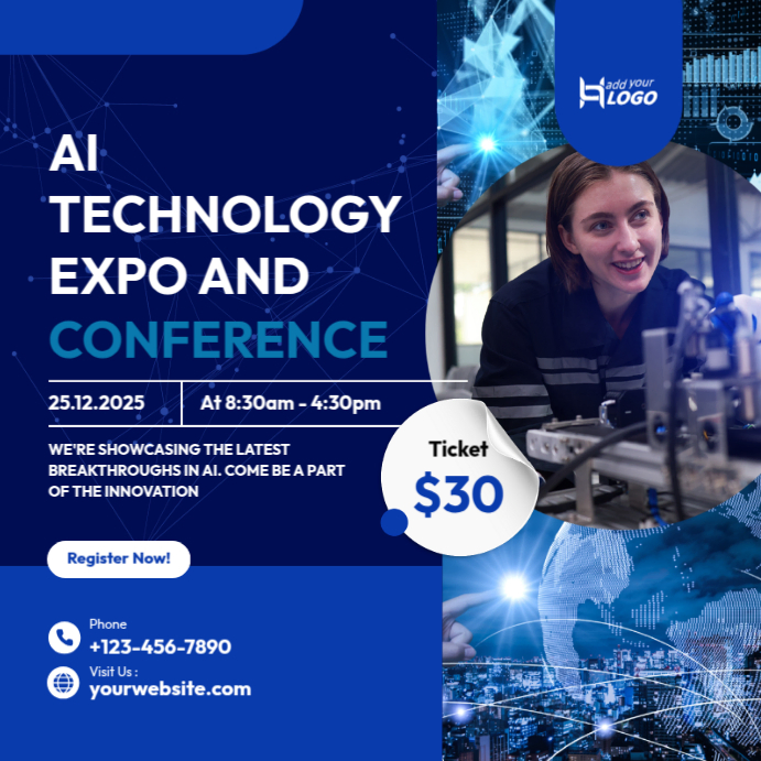 Blue Professional Digital Transformation Event Instagram Post template