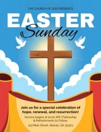 Blue Professional Easter Sunday, Church Flyer, Good Friday. Chrisitan Flyer.  Flyer (us Letter) template