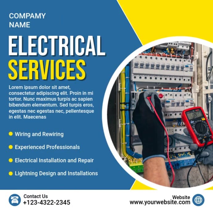Blue Professional Electrical Service Instagram Post Template | PosterMyWall