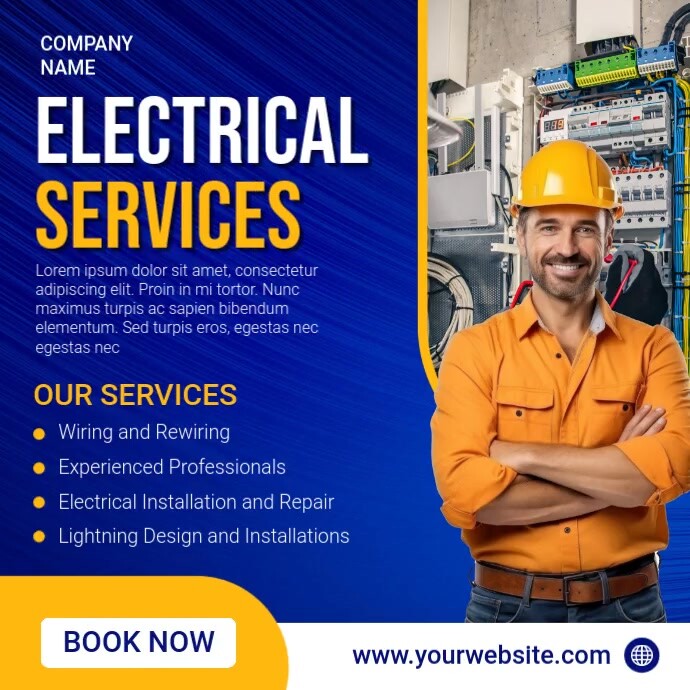 Plantilla de Blue Professional Electrical Services Instagram Post ...