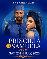 Blue Professional Engagement Announcement Instagram Portrait. Royal Blue Traditional Wedding Invitat template