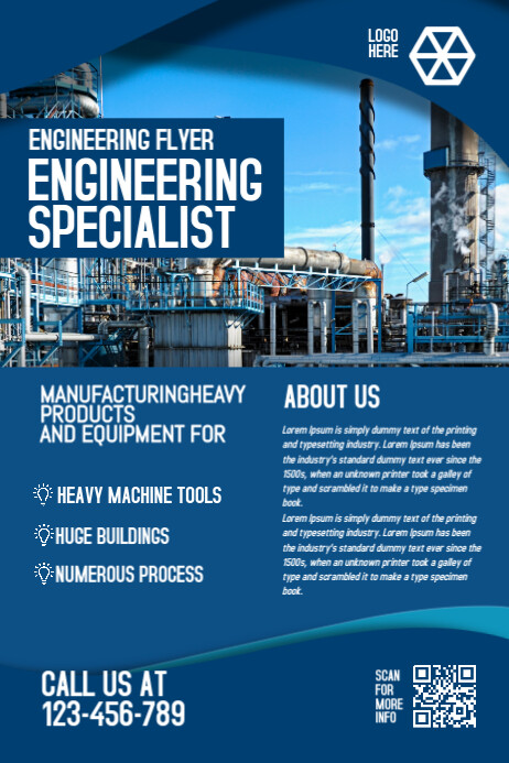 Blue Professional Engineering Poster เทมเพลต | PosterMyWall
