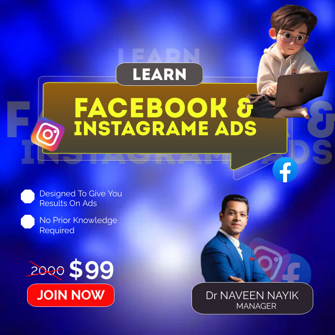 Copy of Blue Professional Facebook Add Instagram Post | PosterMyWall