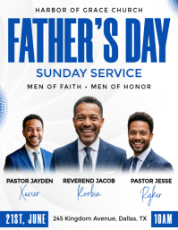 Blue Professional Father's Day Church Service Flyer template