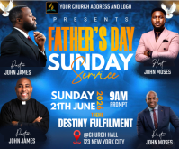 Blue Professional Father's Day Church Service Medium Rectangle Rettangolo medio template