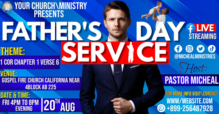 Blue Professional Fathers Day Service Faceboo Facebook Shared Image template
