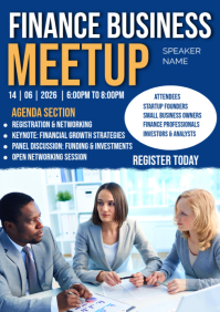 Blue Professional Finance Business Meetup A3 template