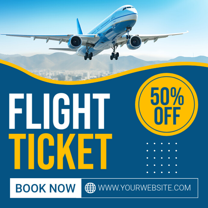 Flight Travel Posts Flight Ticket Promotion Template | PosterMyWall