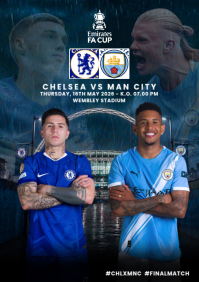 Blue Professional Football FA Cup Final Match A4 template