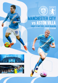 Blue Professional Football Manchester city Match A4 template