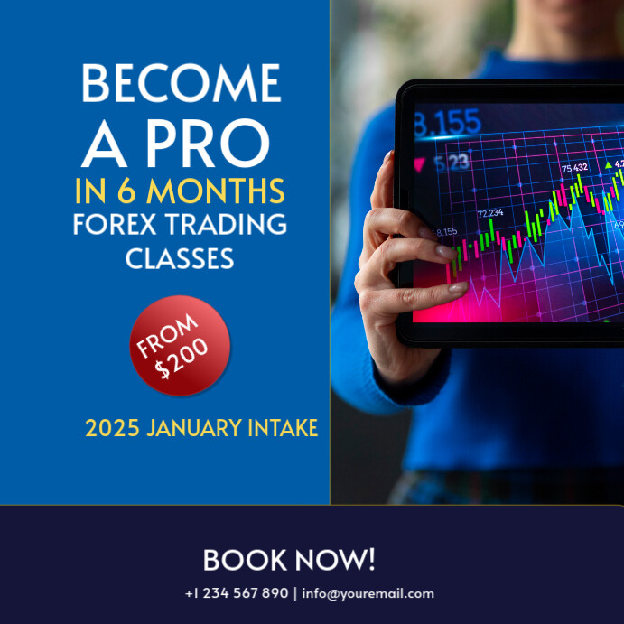 Blue Professional Forex Trading Classes Instagram Post Template ...