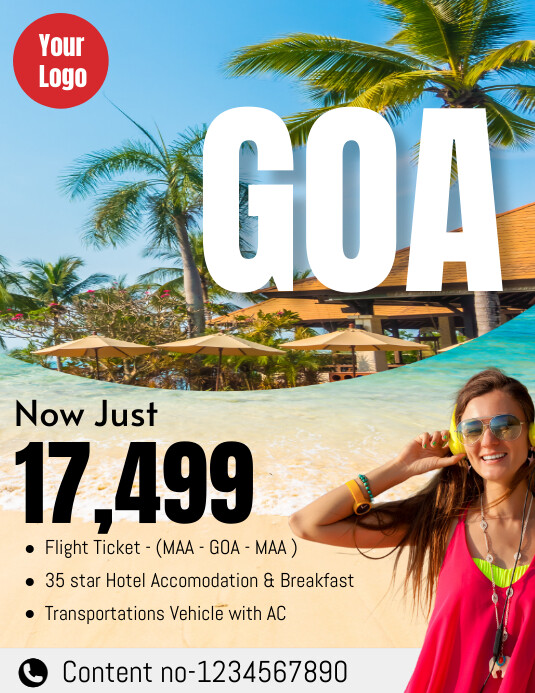 Goa Flyer Blue Professional Goa Travel Flyer (us Letter Template | PosterMyWall