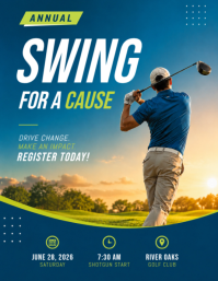 Blue Professional Golf Charity Event Flyer Volante (Carta US) template