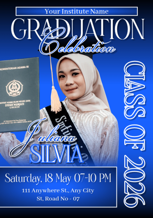 Blue Graduation Celebration A4 Template | PosterMyWall