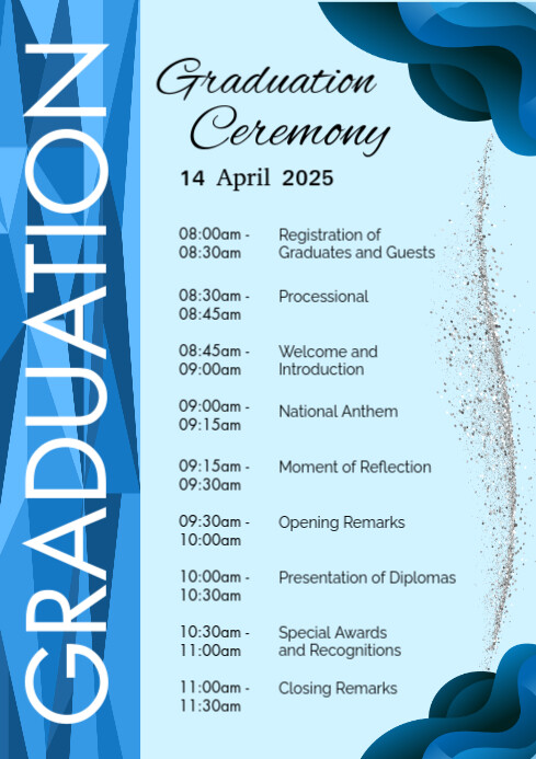 Blue Professional Graduation Program Template A4 | PosterMyWall