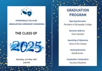 Blue Professional Graduation Program Template For The Class Of 2025 A4