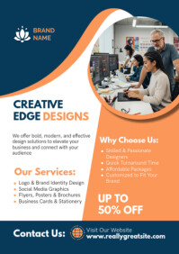 Blue Professional Graphic Design Agency Services Flyer Template A2
