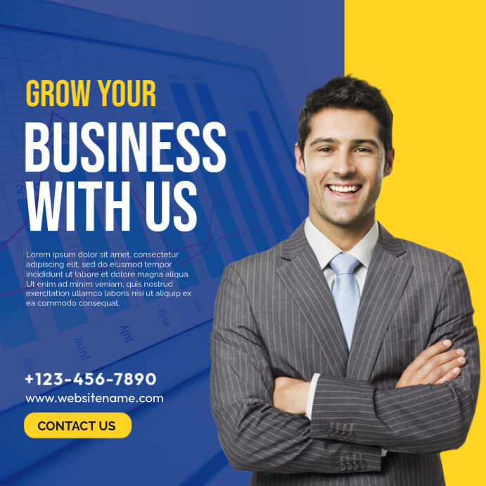 Blue Professional Grow Your Business Instagram Post Template | PosterMyWall