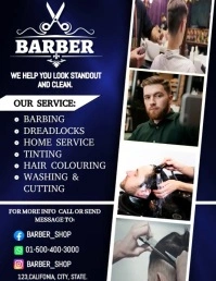Blue Professional Hair Cut And Barbingshop Te Flyer (US Letter) template