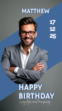 Niebieski Birthday Celebration Digitalt display Template