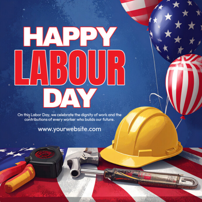 Blue Professional Happy Labor Day Wishes Instagram Post Template ...