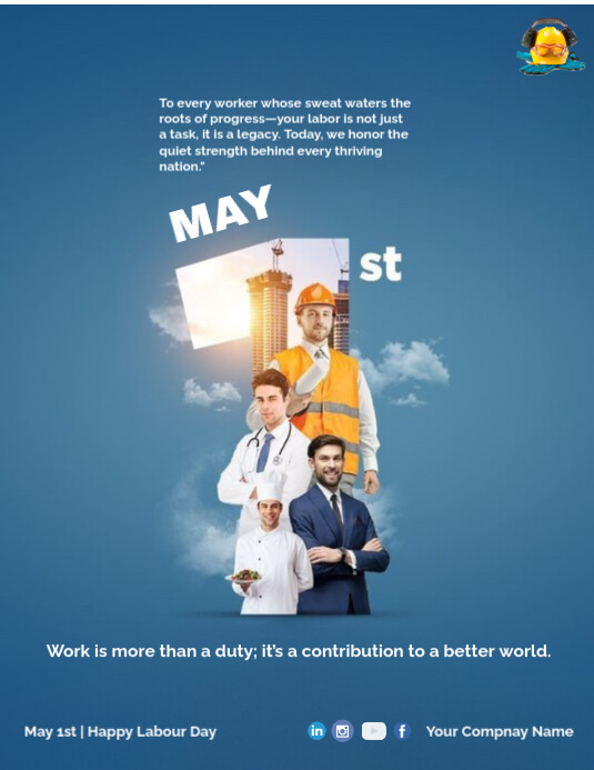 Blue Professional Happy Labour Day Flyer (us Letter) template