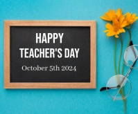Blue Professional Happy Teacher Day  Medium Rectangle Rettangolo medio template