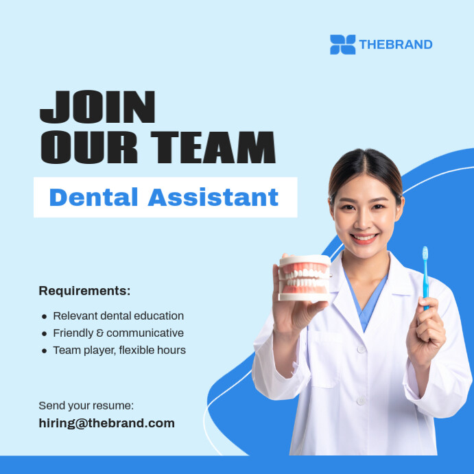 Blue Professional Hiring Dentist Instagram Post template