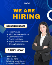 Blue Professional Hiring Instagram Portrait template