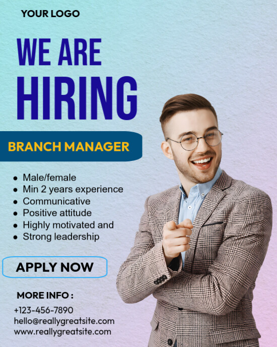 Blue Professional Hiring Instagram Portrait template