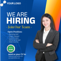 Blue Professional Hiring Instagram Post template