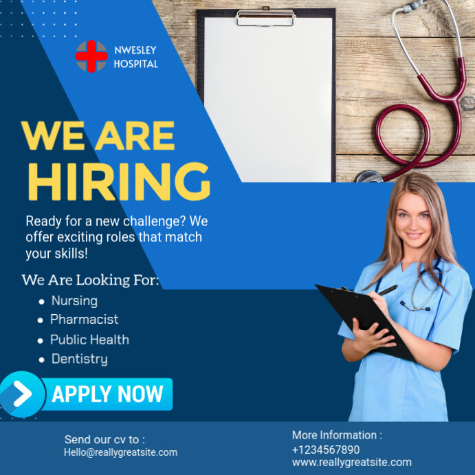 Blue Professional Hiring Square (1:1) template