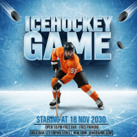Blue Professional Hockey Game Night Template Instagram Post