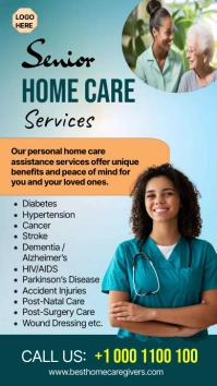 Blue Professional Home Care Givers Services P Digital Display (9:16) template