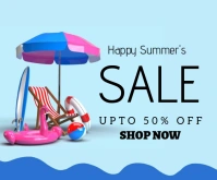 Blue Professional Hot Summer Sale Offer Medium Rectangle Rectángulo Mediano template