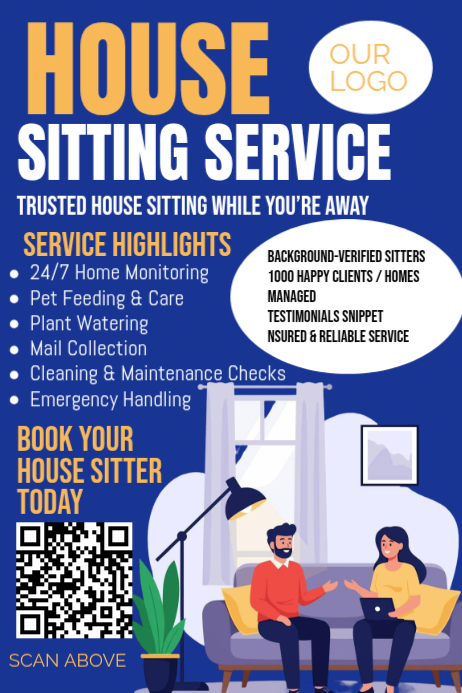 House Sitting Service Posters Template | PosterMyWall