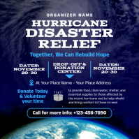 Blue Professional Hurricane Disaster Relief Instagram Post template
