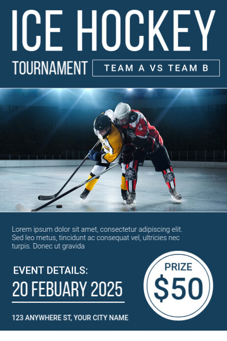 Blue Professional Ice Hockey Poster Template | PosterMyWall