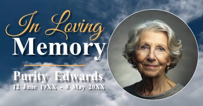 Blue Professional In Loving Memory – Elegant Memorial Tribute Video Template Facebook Shared Image