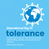 Blue Professional International Tolerance Day Instagram Post Instagram-opslag template