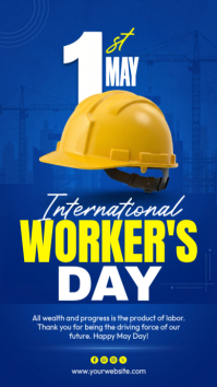 Blue Professional International Worker's Day Instagram Story template