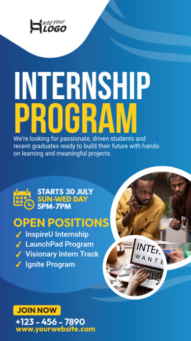 Internship Poster Session Examples Blue Professional Internship Design Poster Instagram Story Template ...