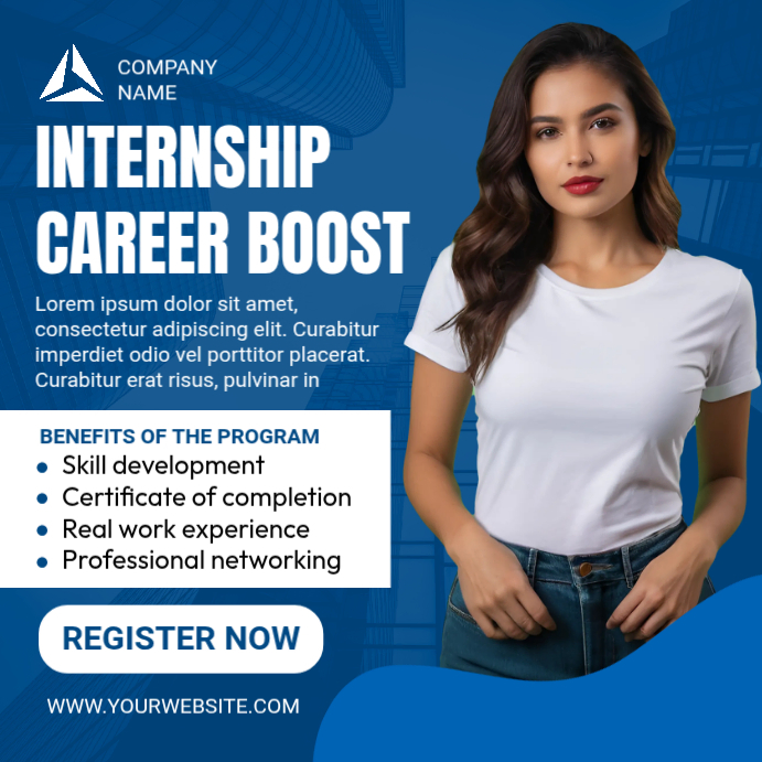 Plantilla de Blue Professional Internship Instagram Post | PosterMyWall