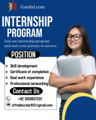 Blue Professional Internship Poster Design Background  Instagram Portrait template
