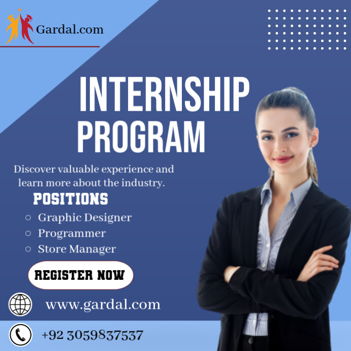 Blue Professional Internship Poster Design Instagram Post Template ...