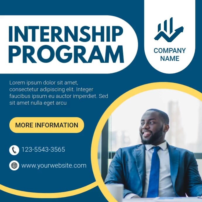 Blue Professional Internship Program Instagram Post Template | PosterMyWall