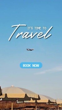 Blue Professional It's Time To Travel Book Now Instagram Reel template