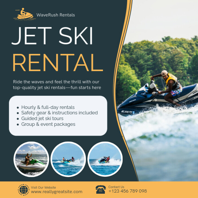 Blue Professional  Jet Ski Rental Services Advertisement Template Instagram Post