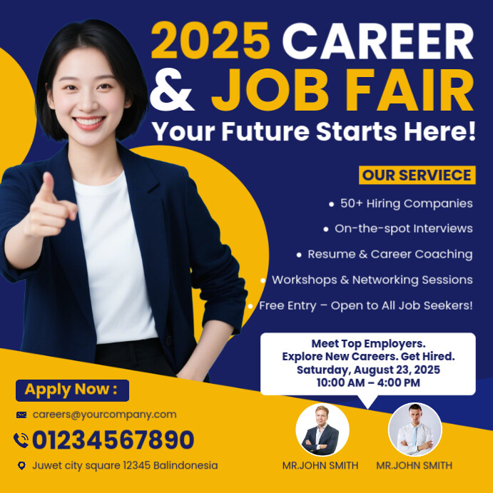 Copy of Blue Professional Job Fair Instagram Post Design Template ...